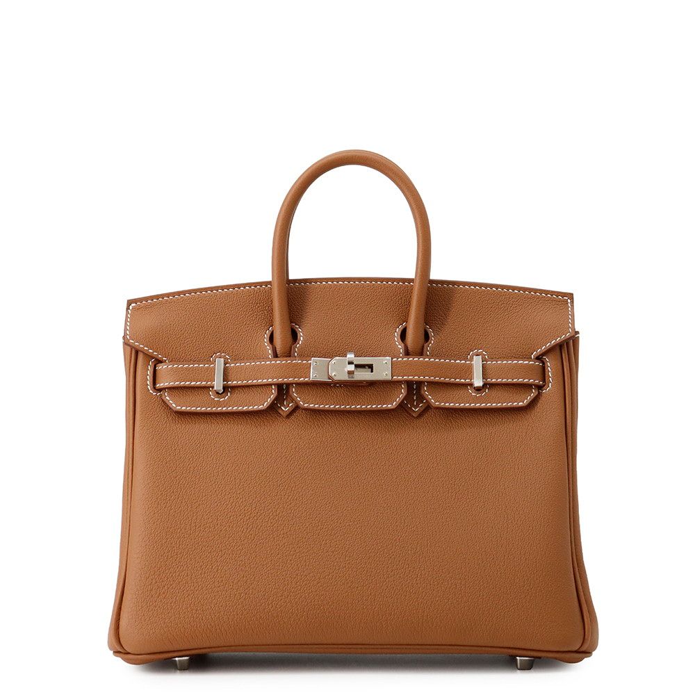Hermes Birkin 25 Gold Silver Togo Handbag