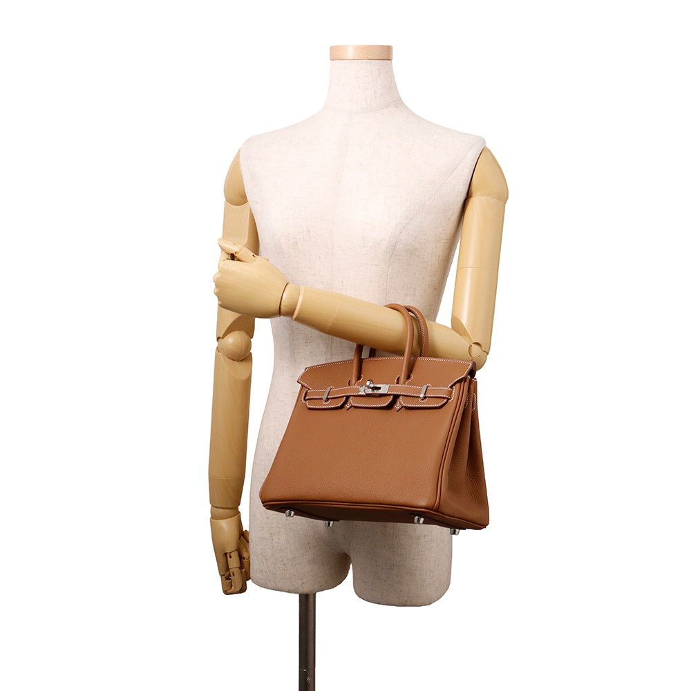 Hermes Birkin 25 Gold Silver Togo Handbag — view 4