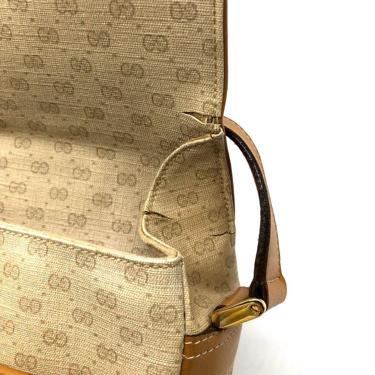 Gucci 001 14 Micro GG Shoulder Bag Leather Brown Vintage — view 9