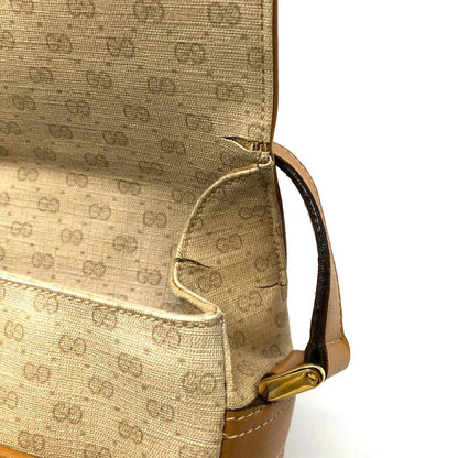 Gucci 001 14 Micro GG Shoulder Bag Leather Brown Vintage — view 9