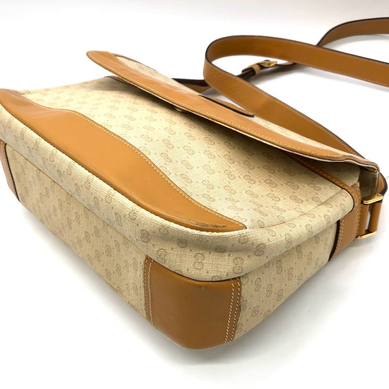 Gucci 001 14 Micro GG Shoulder Bag Leather Brown Vintage — view 4