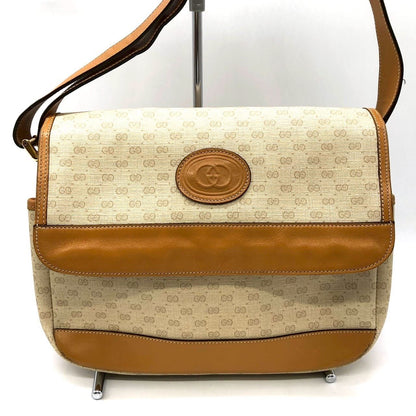 Gucci 001 14 Micro GG Shoulder Bag Leather Brown Vintage