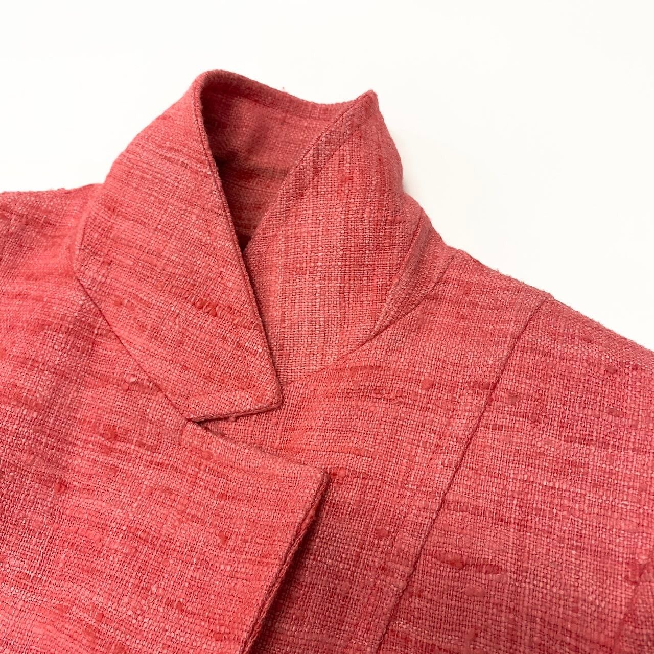 Saint Laurent Yves Set Skirt Suit Tweed Jacket Knee Length 36 Pink Silk — view 7