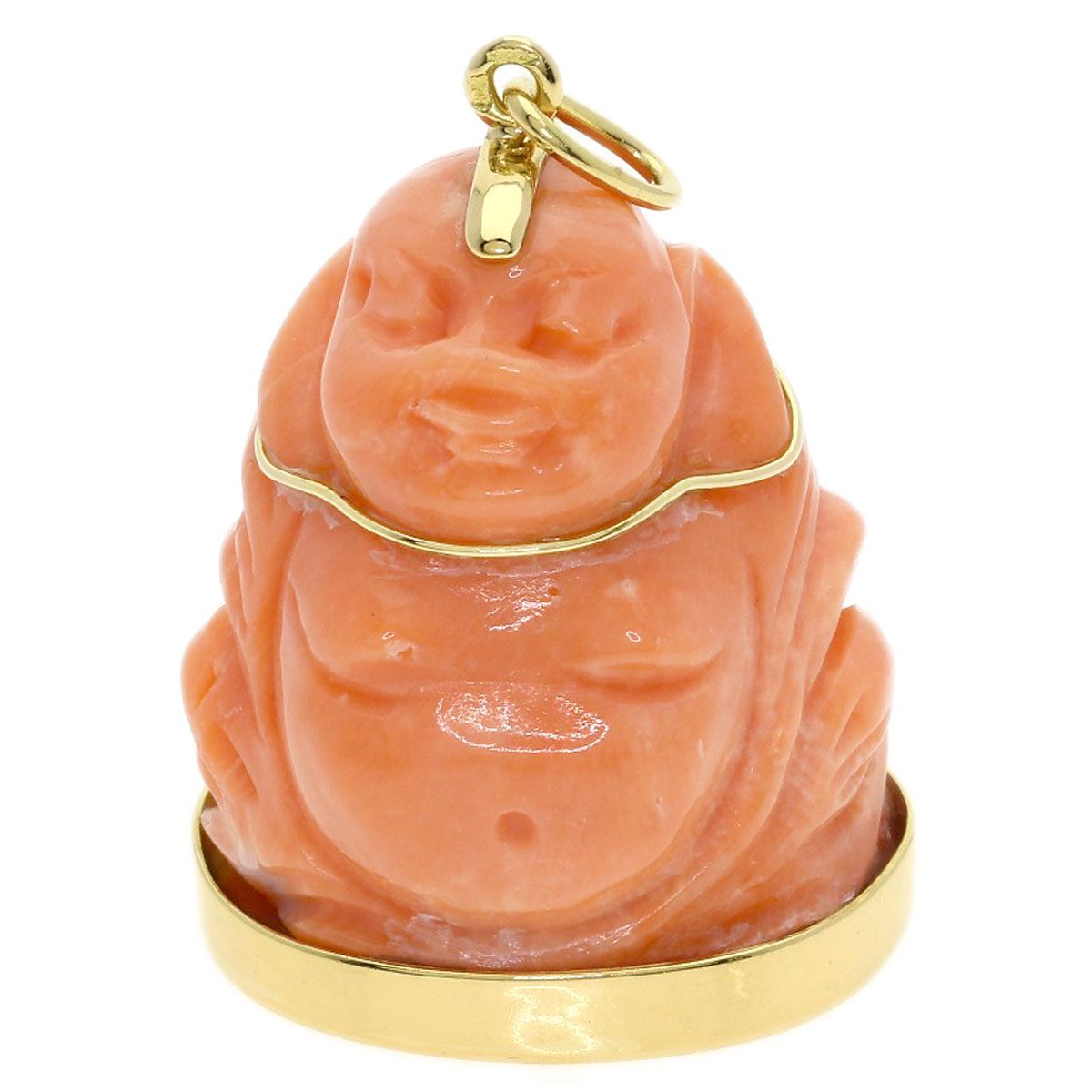 Cartier Lucky God Coral Pendant Top 18k Yellow Gold