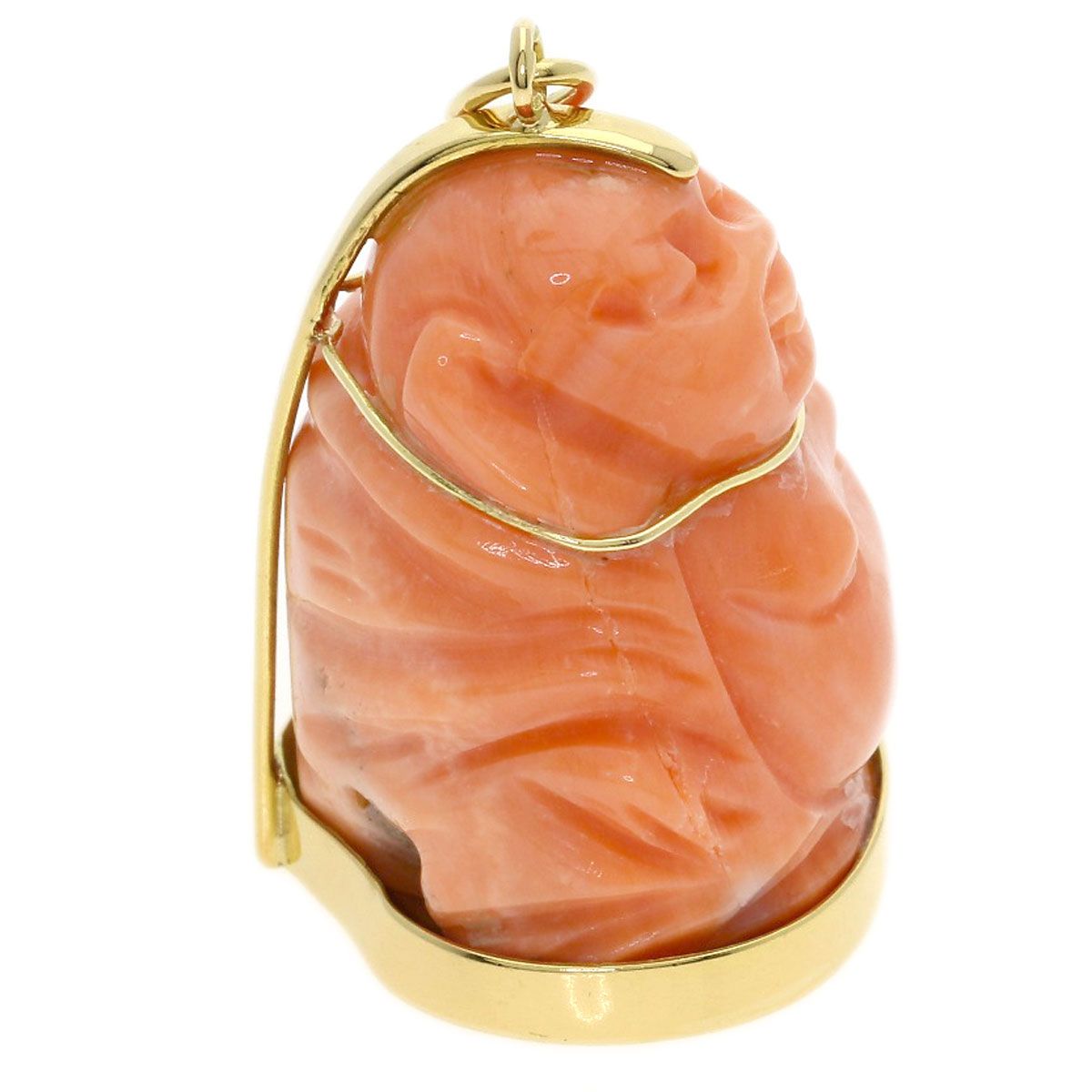 Cartier Lucky God Coral Pendant Top 18k Yellow Gold — view 3