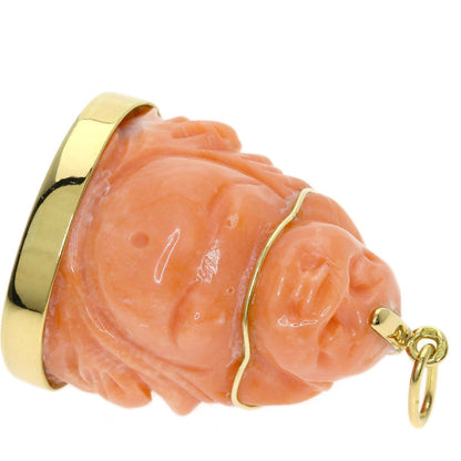 Cartier Lucky God Coral Pendant Top 18k Yellow Gold — view 9