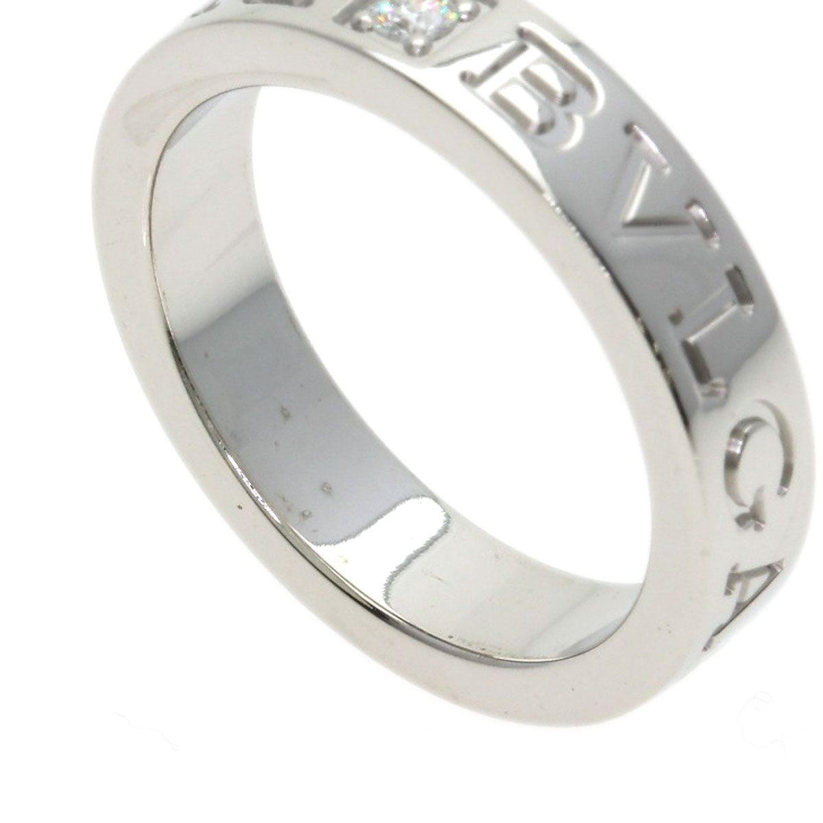Bvlgari Double Logo Diamond Ring 18k White Gold — view 8
