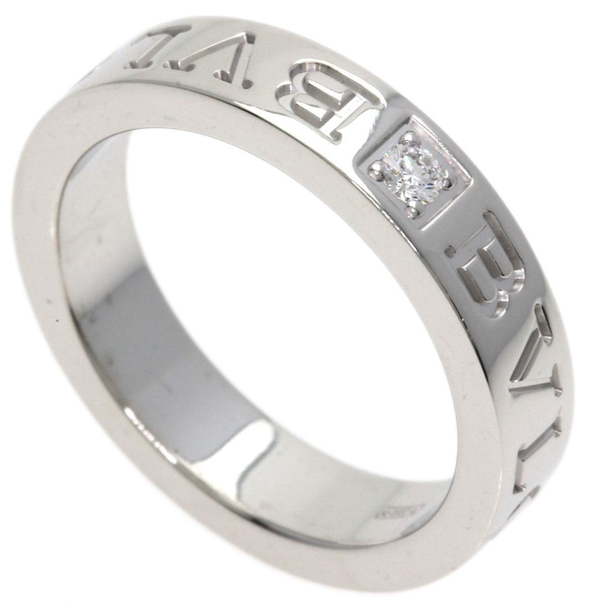 Bvlgari Double Logo Diamond Ring 18k White Gold