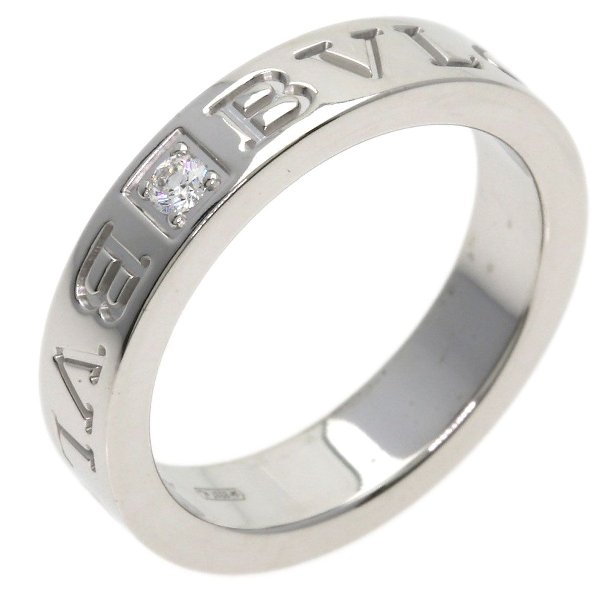 Bvlgari Double Logo Diamond Ring 18k White Gold — view 2