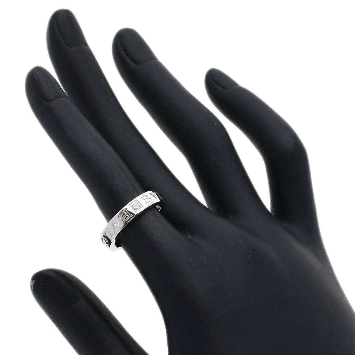 Bvlgari Double Logo Diamond Ring 18k White Gold — view 6