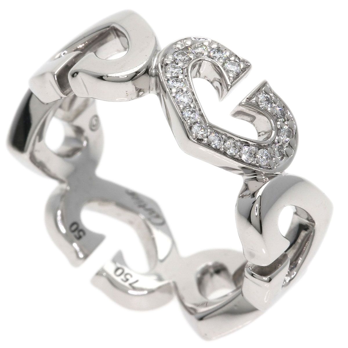 Cartier C Heart Diamond 50 Ring 18k White Gold
