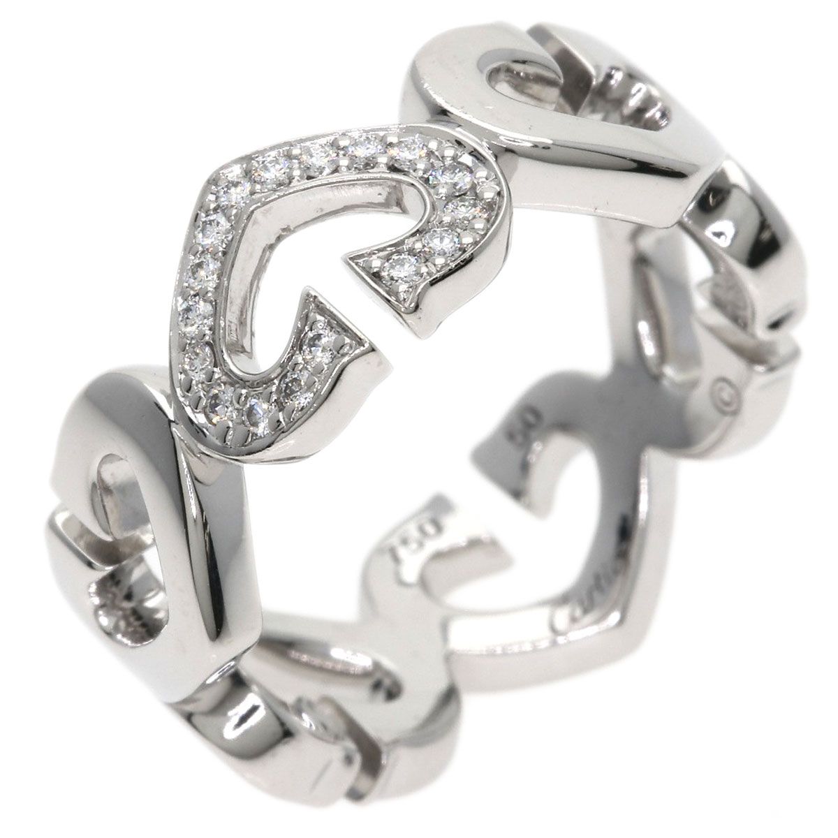 Cartier C Heart Diamond 50 Ring 18k White Gold — view 2