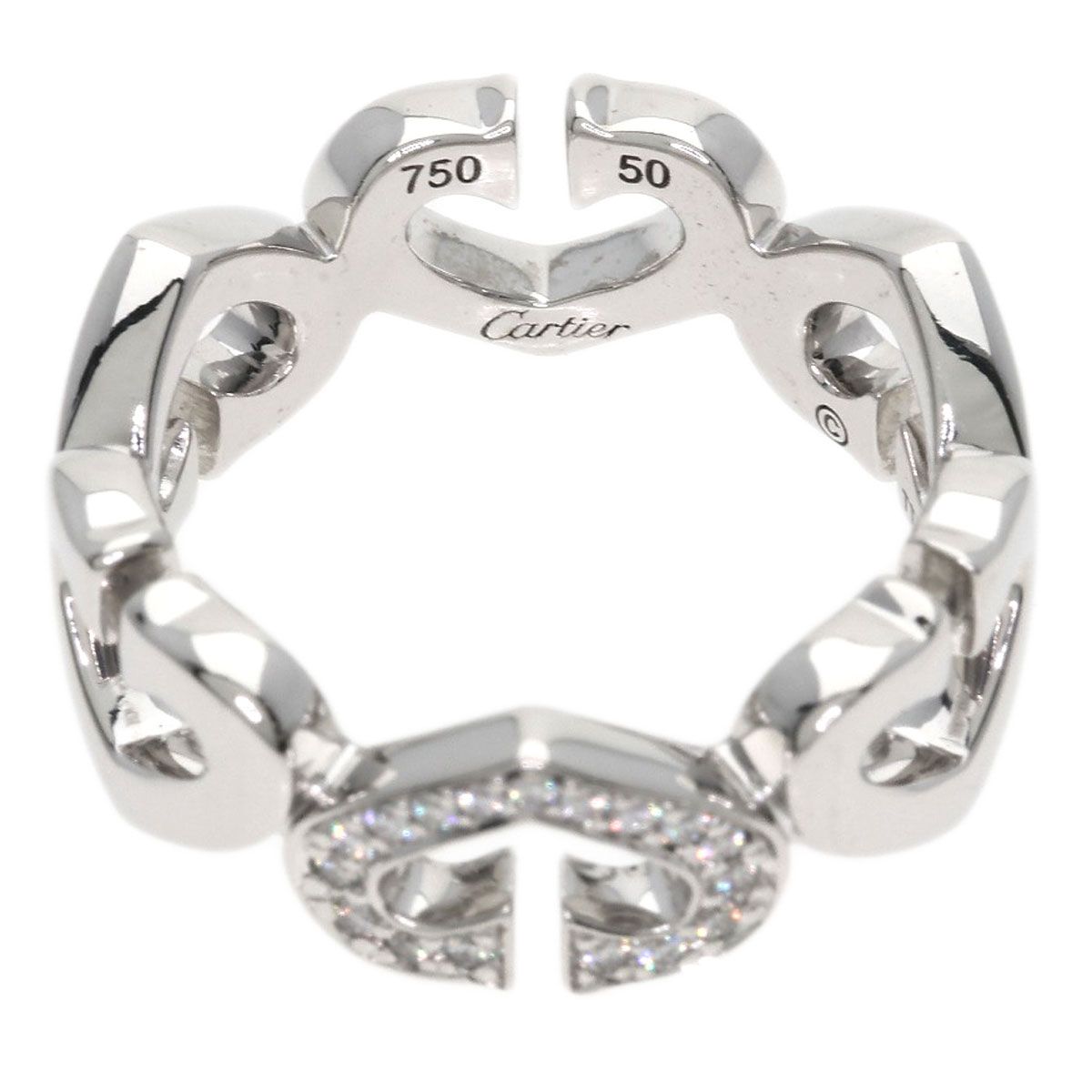 Cartier C Heart Diamond 50 Ring 18k White Gold — view 4