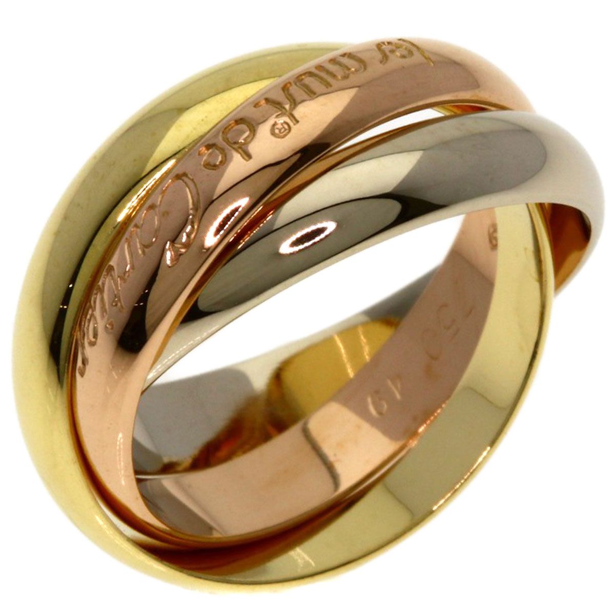 Cartier Trinity 49 Ring 18k Yellow Gold 18k White Pink — view 2