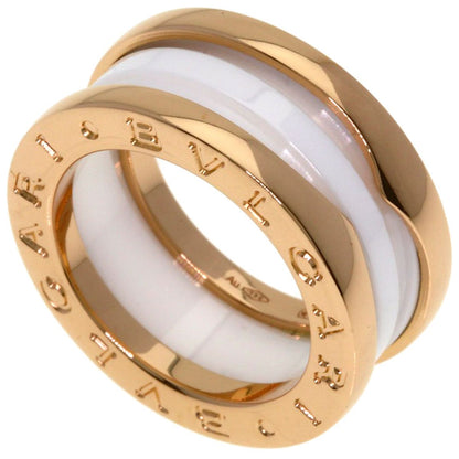 Bvlgari B-zero One Band White Ceramic 45 Ring 18k Pink Gold