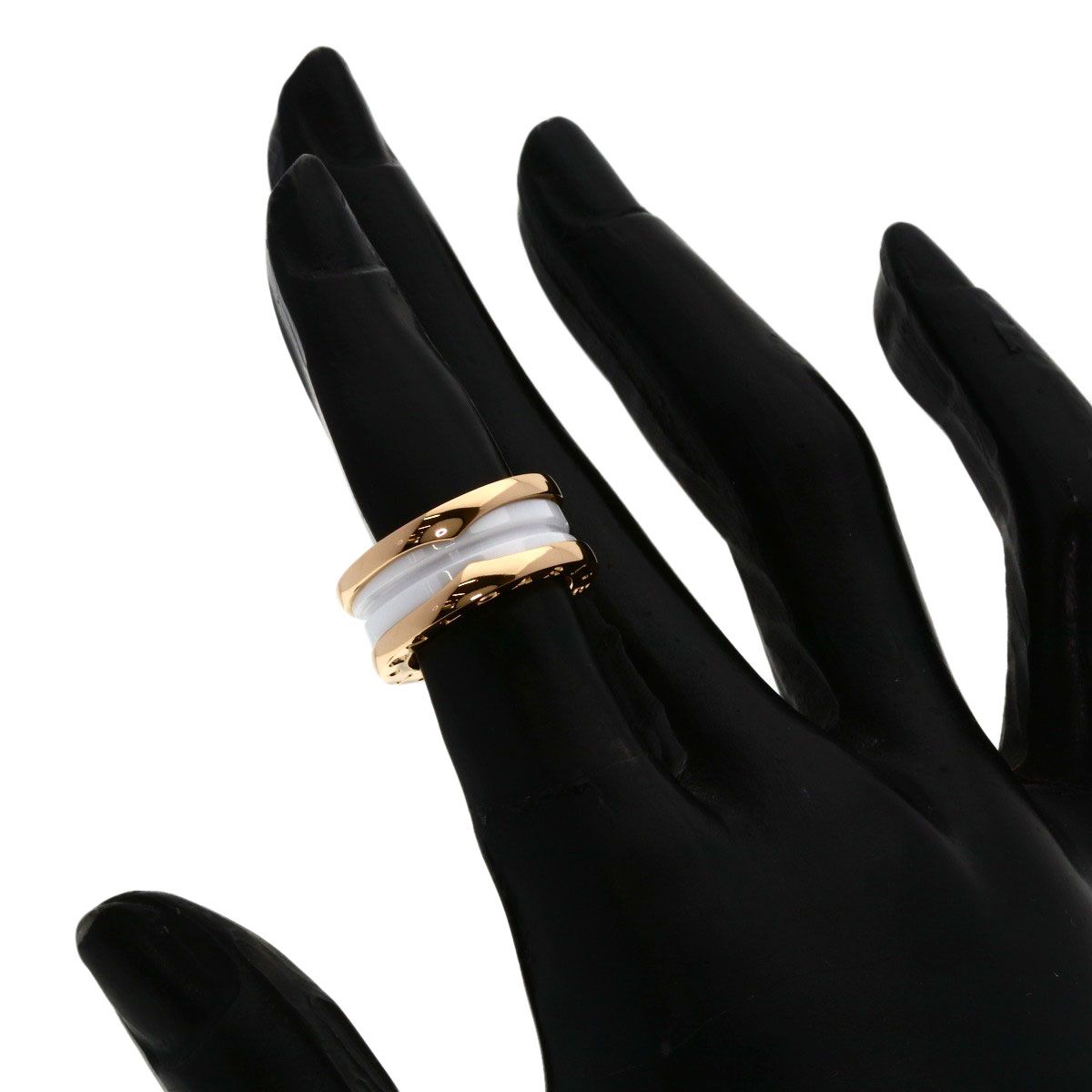 Bvlgari B-zero One Band White Ceramic 45 Ring 18k Pink Gold — view 6