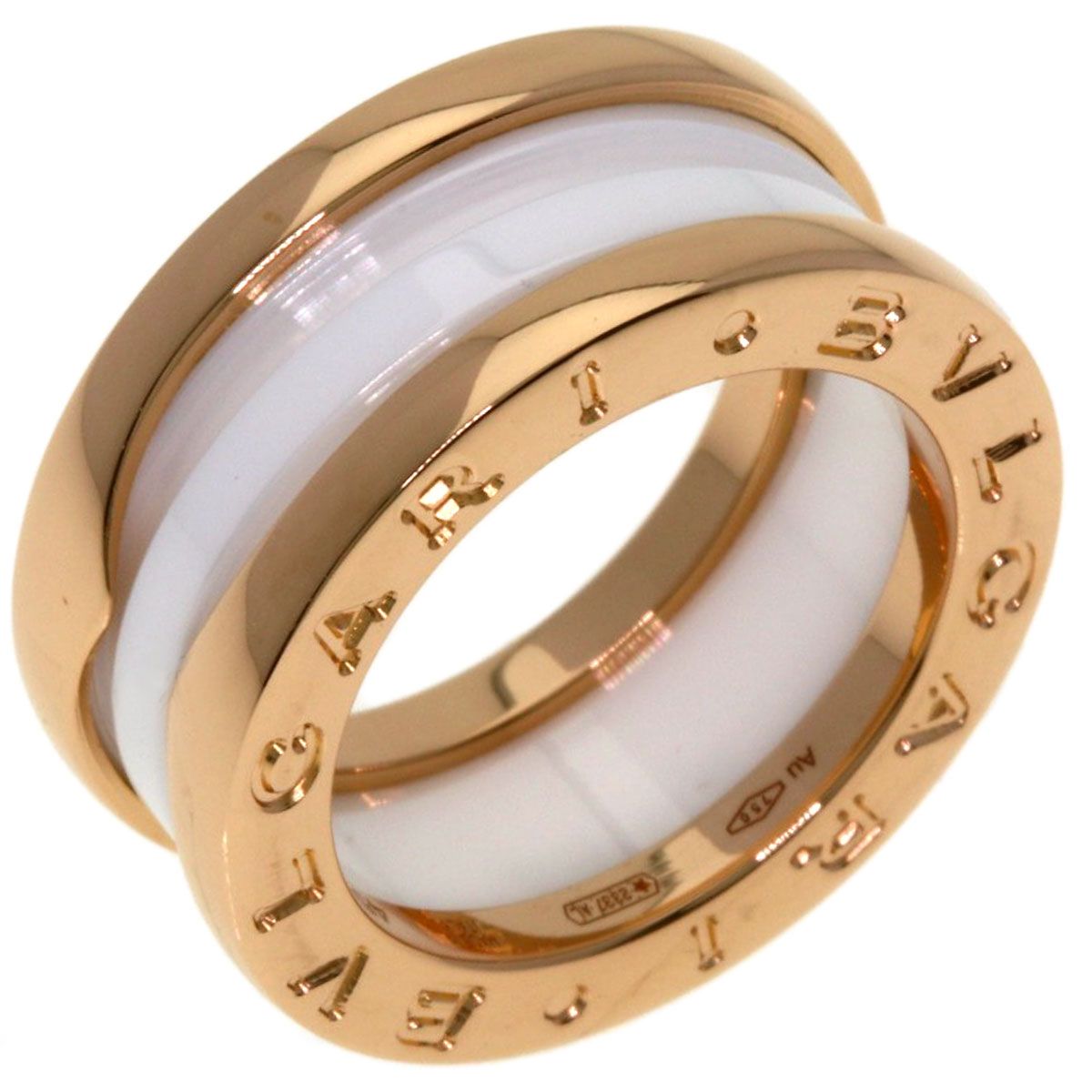 Bvlgari B-zero One Band White Ceramic 45 Ring 18k Pink Gold — view 2