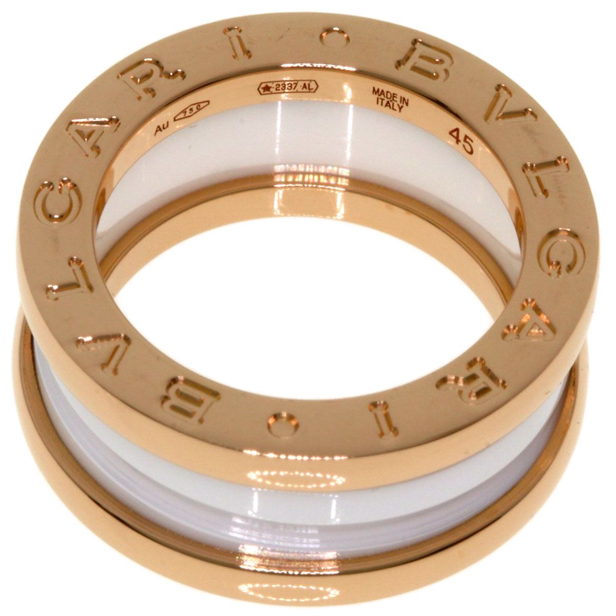 Bvlgari B-zero One Band White Ceramic 45 Ring 18k Pink Gold — view 4