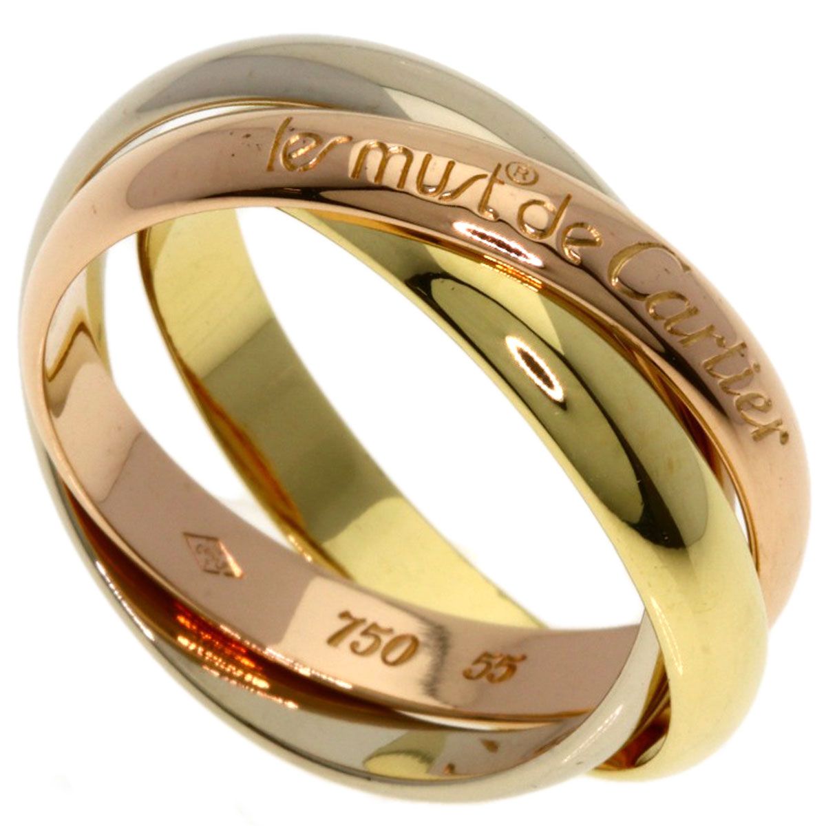 Cartier Trinity 55 Ring 18k Yellow Gold 18k White Pink