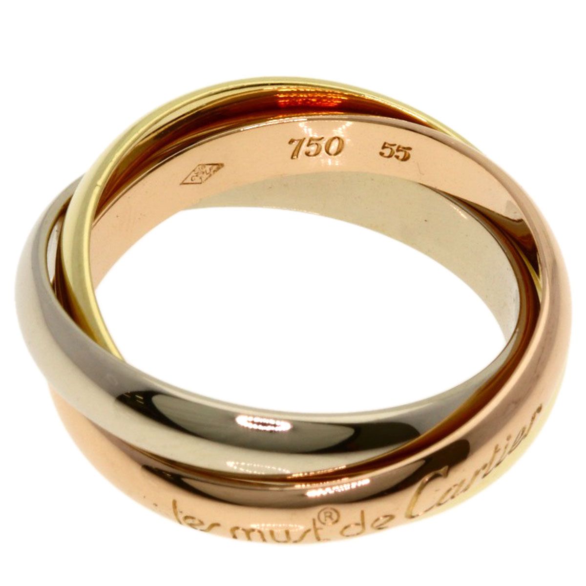 Cartier Trinity 55 Ring 18k Yellow Gold 18k White Pink — view 3
