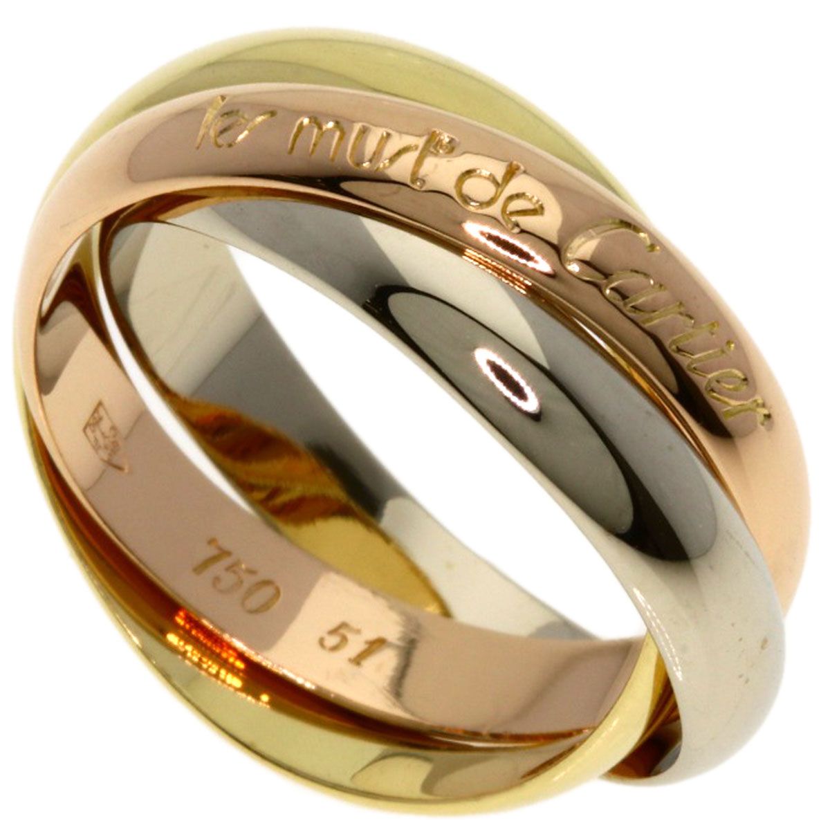 Cartier Trinity 51 Ring 18k Yellow Gold 18k White Pink