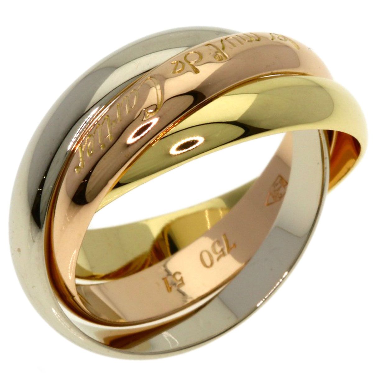 Cartier Trinity 51 Ring 18k Yellow Gold 18k White Pink — view 2