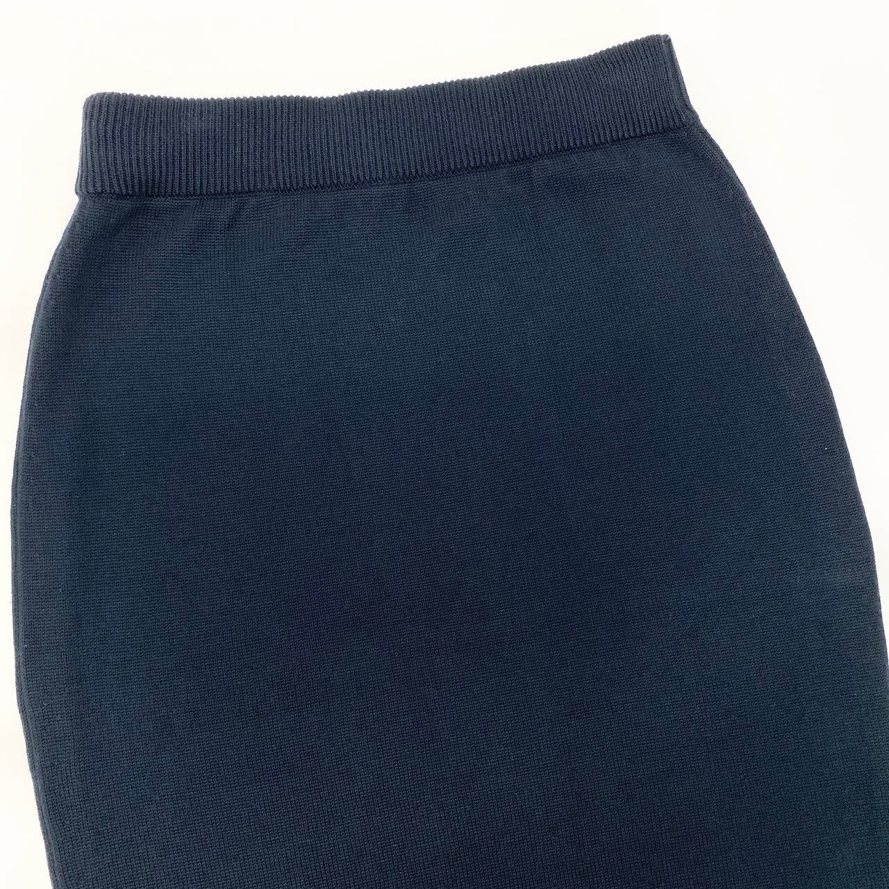 Chanel Vintage Knit Skirt Tight Knee Length Navy Cotton — view 5