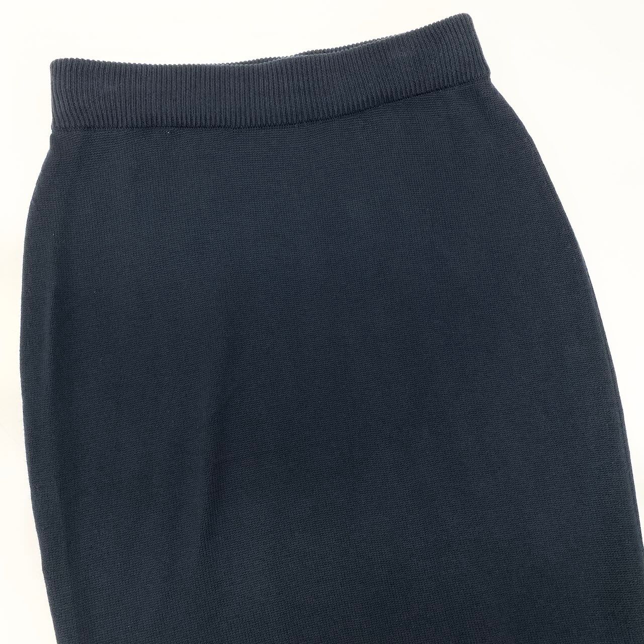 Chanel Vintage Knit Skirt Tight Knee Length Navy Cotton — view 4