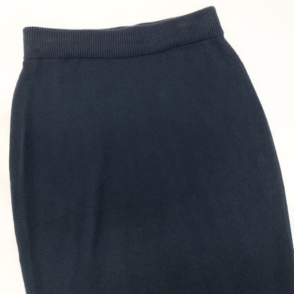 Chanel Vintage Knit Skirt Tight Knee Length Navy Cotton — view 4