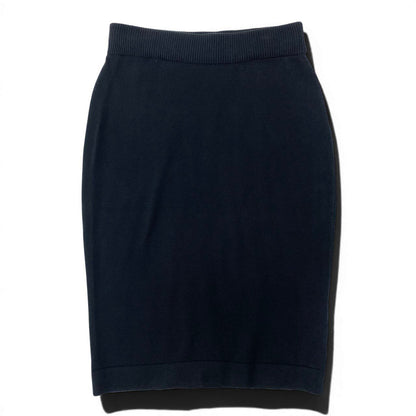 Chanel Vintage Knit Skirt Tight Knee Length Navy Cotton — view 2