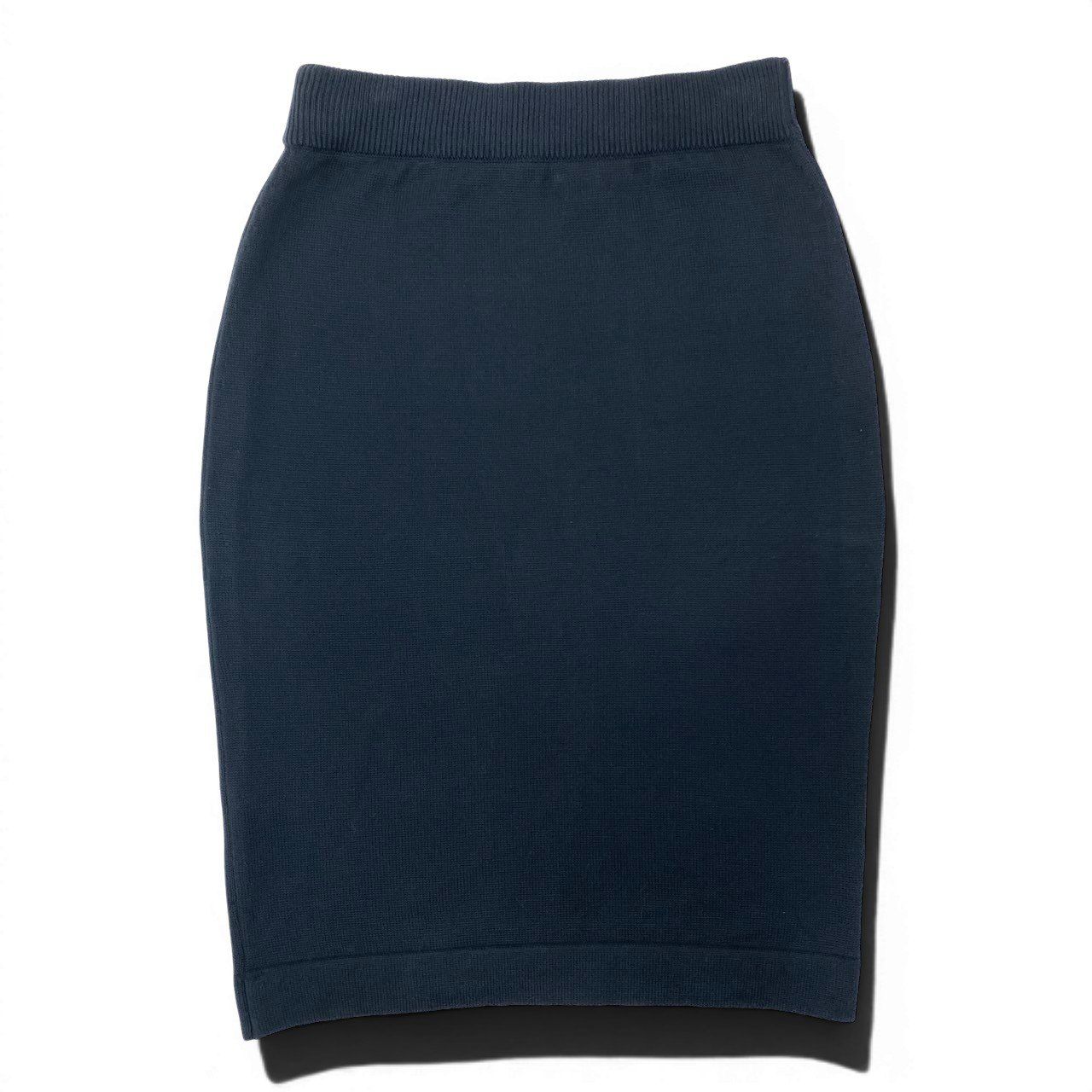 Chanel Vintage Knit Skirt Tight Knee Length Navy Cotton — view 3
