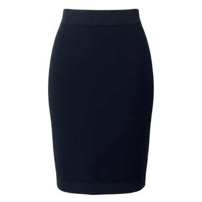 Chanel Vintage Knit Skirt Tight Knee Length Navy Cotton