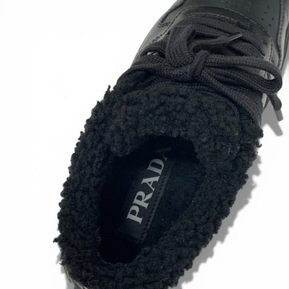 Prada Sneakers Shoes Leather Shearling Black Triangle Logo Boa — view 7