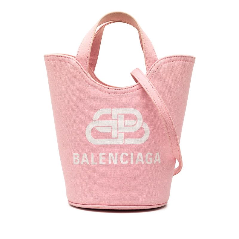 Balenciaga Wave XS Shoulder Bag Bucket 2-Way Pink Canvas