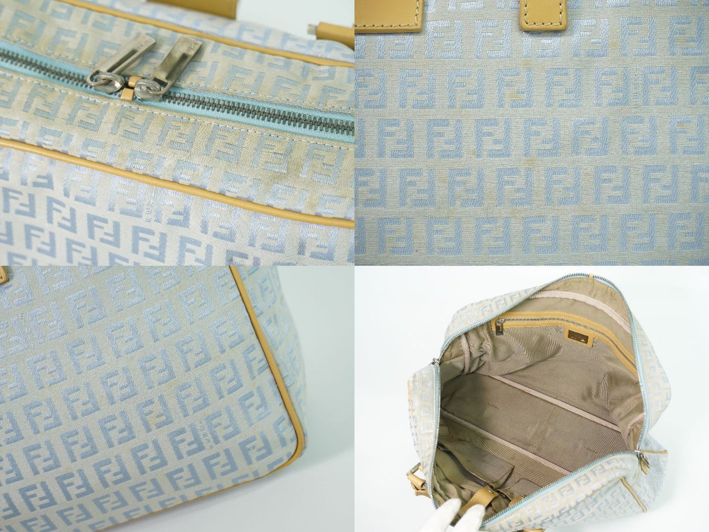 Fendi Zucchino Handbag Canvas Blue Bag — view 8