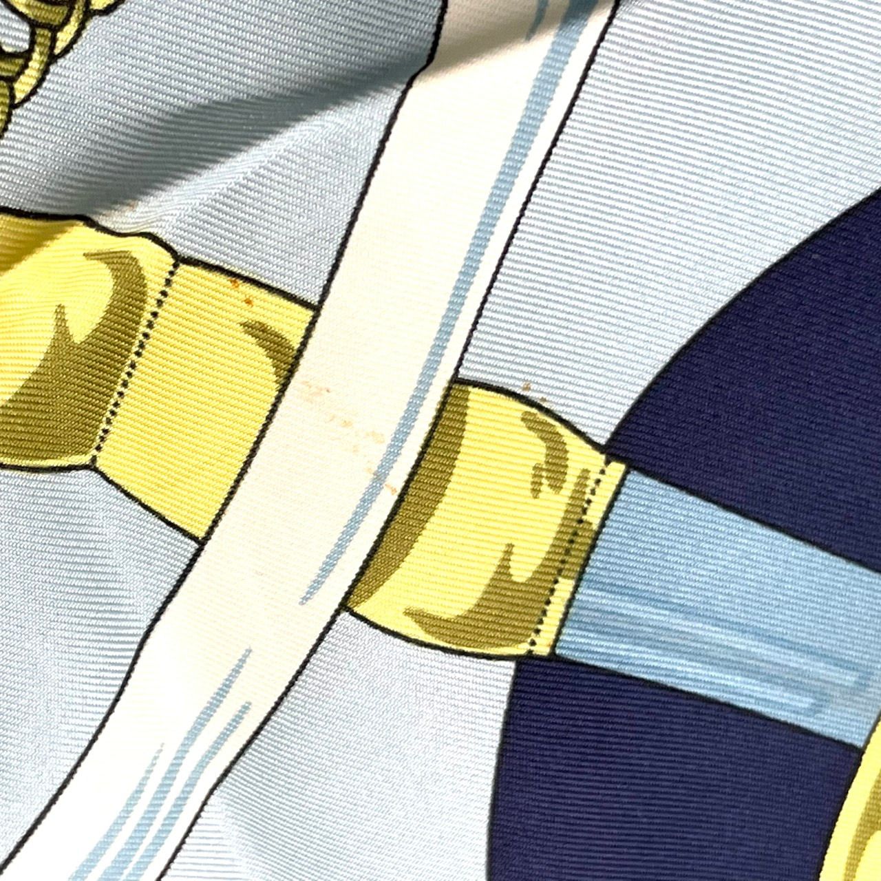 Hermes Carre 90 Apron Dole Yellow Gold Spurs Scarf Silk Multicolor Navy Large — view 7