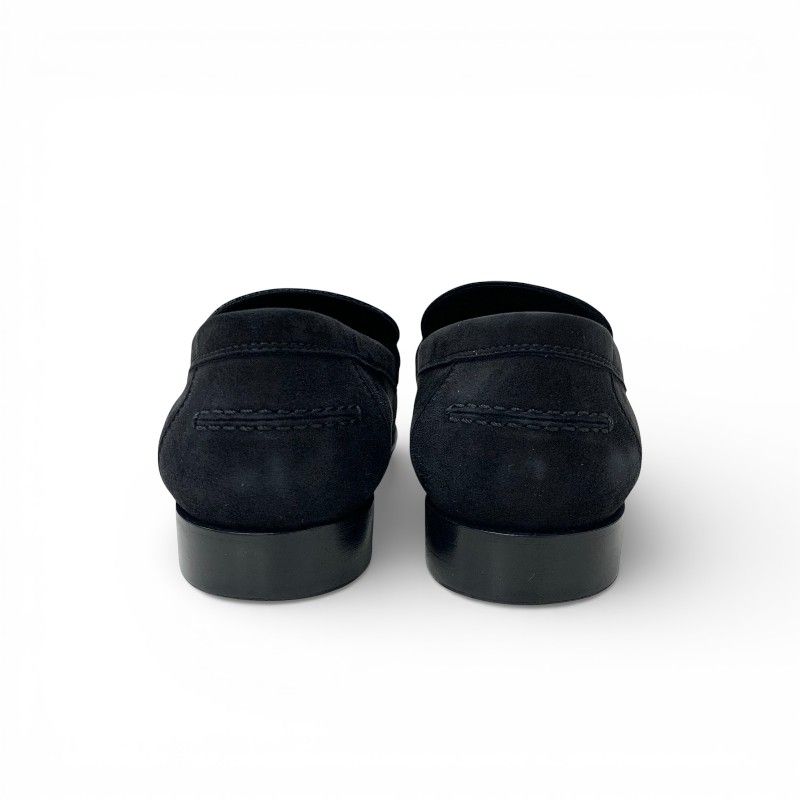 Hermes Destin Loafers Leather Shoes Suede Black Gold Kelly Moccasins — view 5