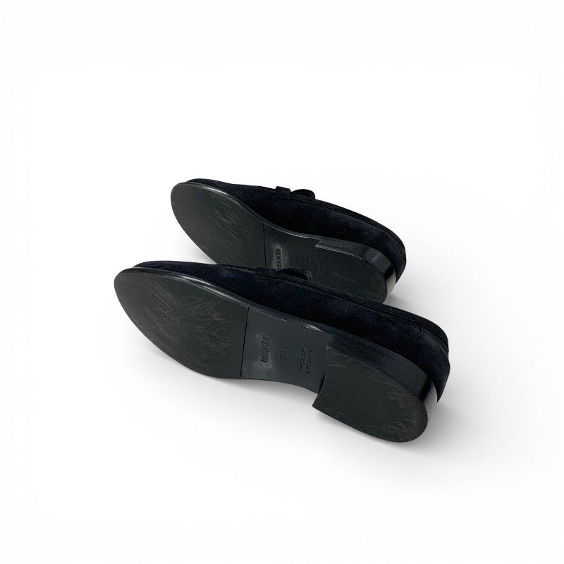 Hermes Destin Loafers Leather Shoes Suede Black Gold Kelly Moccasins — view 6