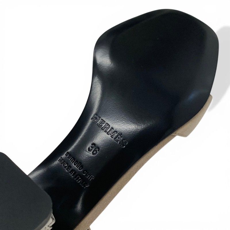 Hermes Gram 60 Sandals Shoes Suede Metal Beige Silver Chaine D'ancre Heels Strap — view 9