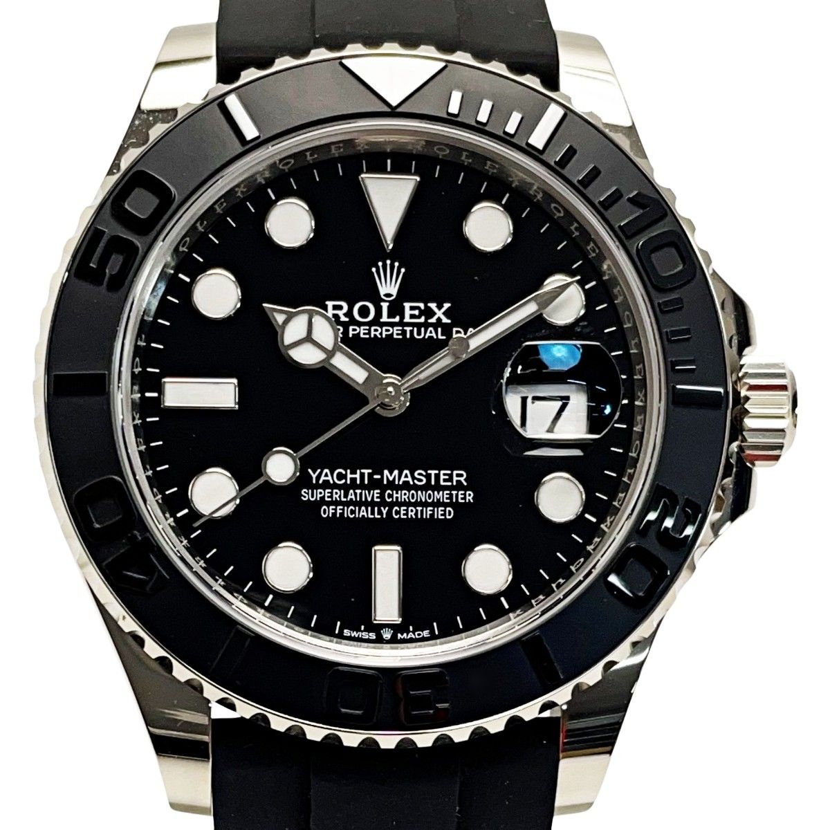 Rolex Yottomar Star 42 Black Automatic White Gold Watch