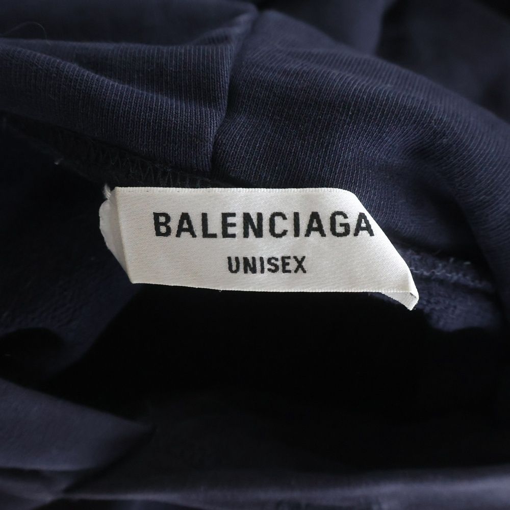 Balenciaga College Wide Fit Hoodie Front Logo Sweatshirt Navy — view 6
