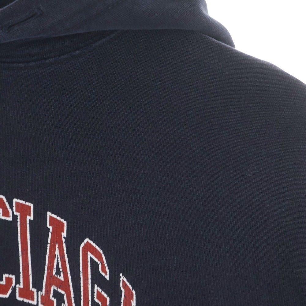 Balenciaga College Wide Fit Hoodie Front Logo Sweatshirt Navy — view 4