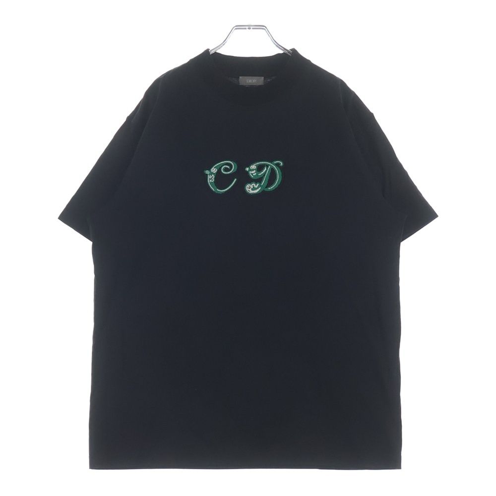 Dior Kenny Scharf Beads CD Logo T-Shirt Front CD Embroidery Crew Neck Short
