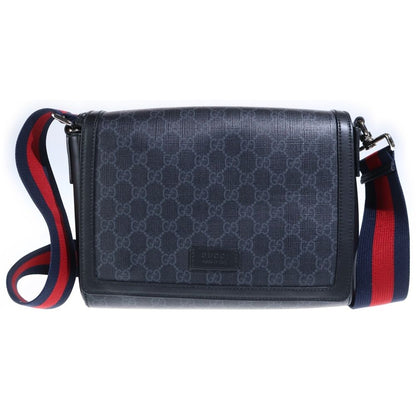 Gucci GG Supreme Crossbody Messenger Bag Black Leather