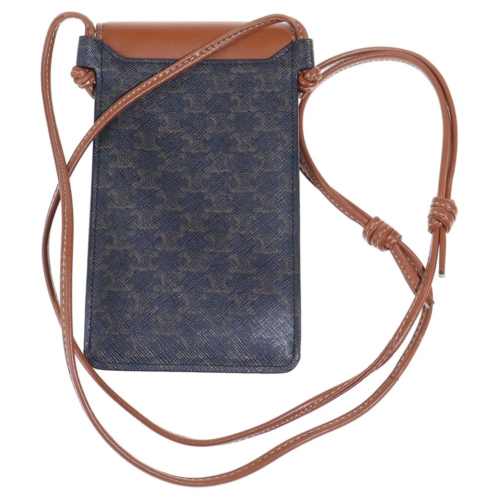 Celine Triomphe Leather Mobile Shoulder Phone Pouch Brown — view 2