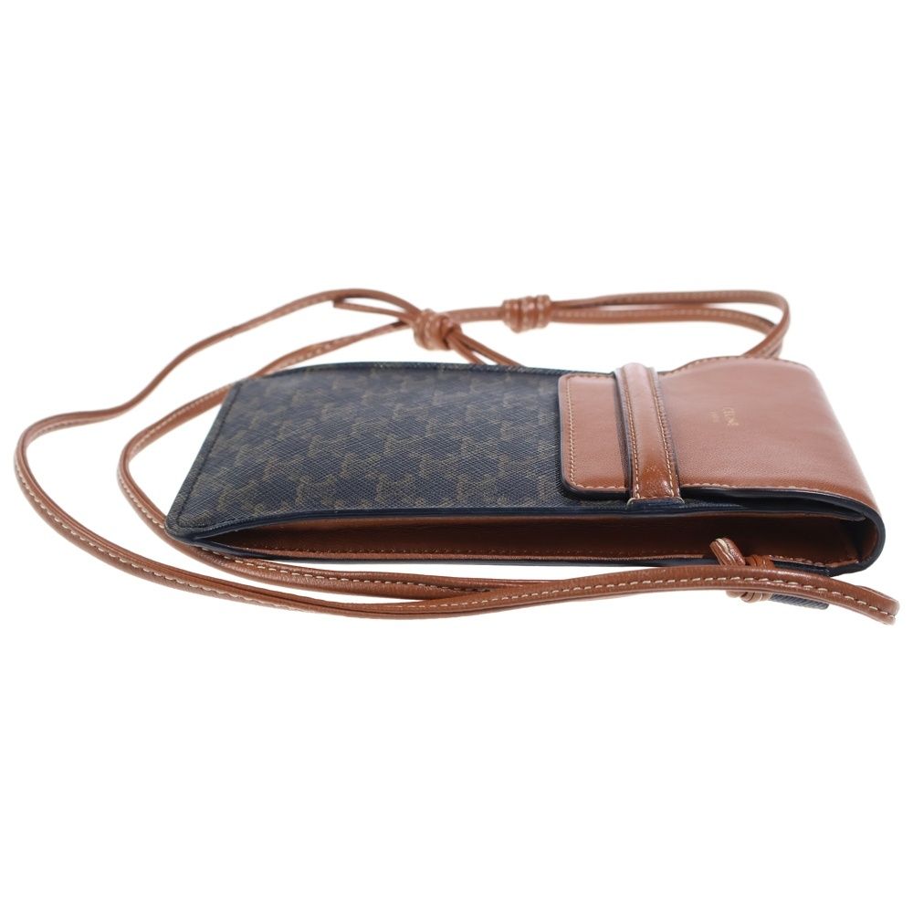 Celine Triomphe Leather Mobile Shoulder Phone Pouch Brown — view 3