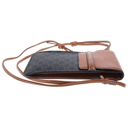 Celine Triomphe Leather Mobile Shoulder Phone Pouch Brown — view 3