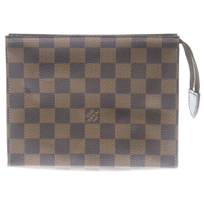 Louis Vuitton Damier Poche Toilette 26 Pouch Case Clutch Brown Leather Gold