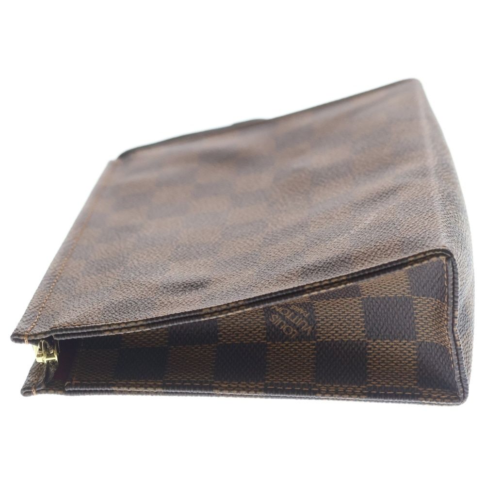 Louis Vuitton Damier Poche Toilette 26 Pouch Case Clutch Brown Leather Gold — view 3