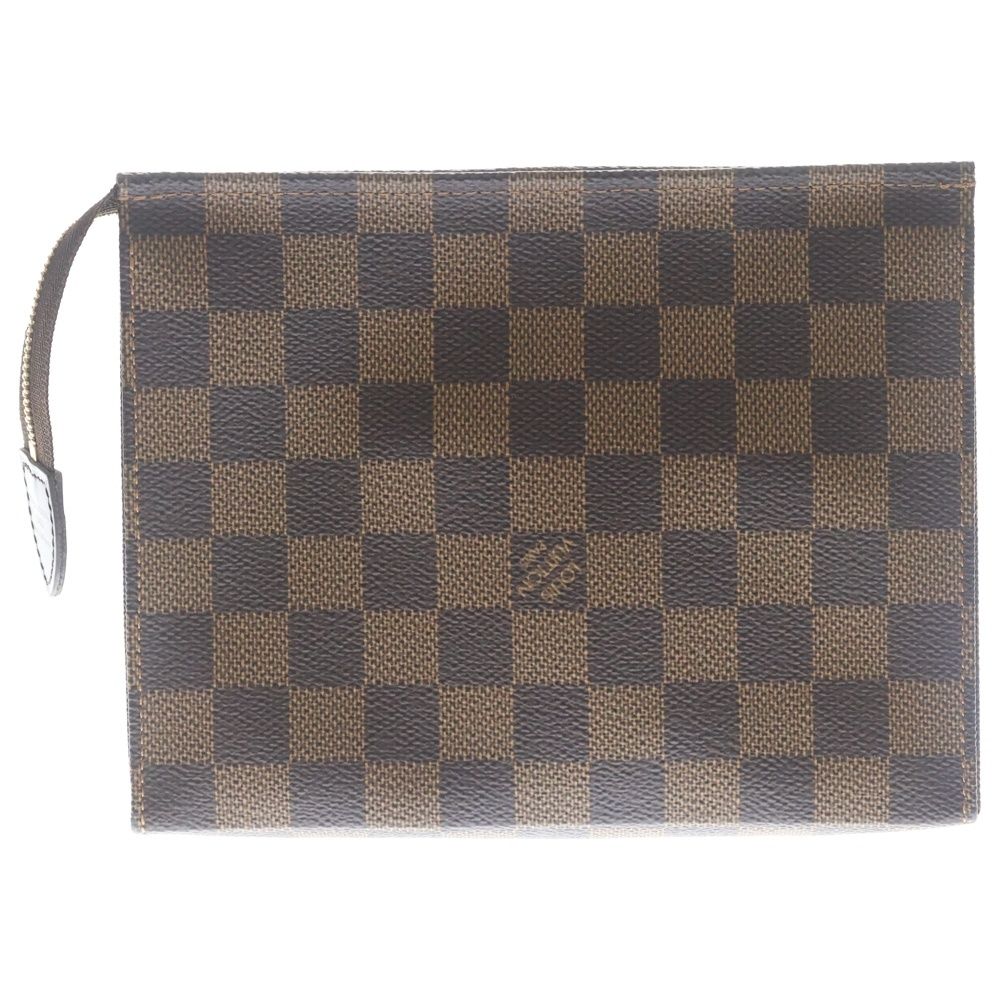 Louis Vuitton Damier Poche Toilette 26 Pouch Case Clutch Brown Leather Gold — view 2